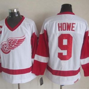 Red Wings #9 Gordie Howe White CCM Throwback Stitched Jersey