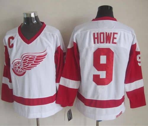 Red Wings #9 Gordie Howe White CCM Throwback Stitched Jersey
