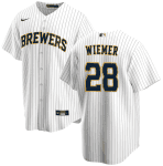 Milwaukee Brewers #28 Joey Wiemer White Cool Base Stitched Jersey