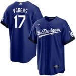 Los Angeles Dodgers #17 Miguel Vargas Blue Cool Base Stitched Jersey