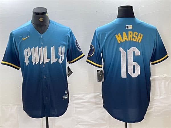 Philadelphia Phillies #16 Brandon Marsh Blue 2024 City Connect Limited Stitched Jersey