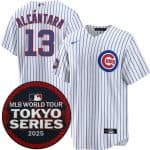 Chicago Cubs #13 Kevin Alc¨¢ntara White 2025 World Tour: Tokyo Series Home Stitched Jersey