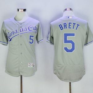 Royals #5 George Brett Grey Flexbase Authentic Collection Stitched Jersey