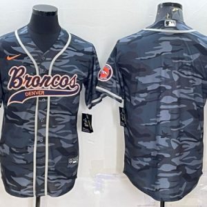 Denver Broncos Blank Gray Camo With Patch Cool Base Stitched Jersey