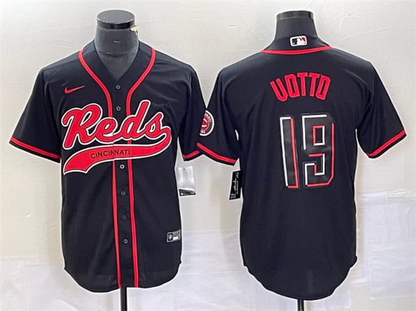 Cincinnati Reds #19 Joey Votto Black 2023 City Connect Cool Base Stitched Jersey