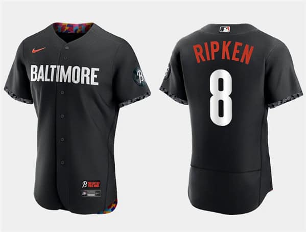 Baltimore Orioles #8 Cal Ripken Jr. Black 2023 City Connect Flex Base Stitched Jersey