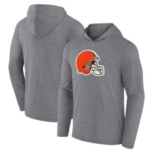 Cleveland Browns Heather Gray Primary Logo Long Sleeve Hoodie