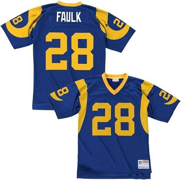 Los Angeles Rams Custom Blue Mitchell Ness Throwback Stitched Jersey