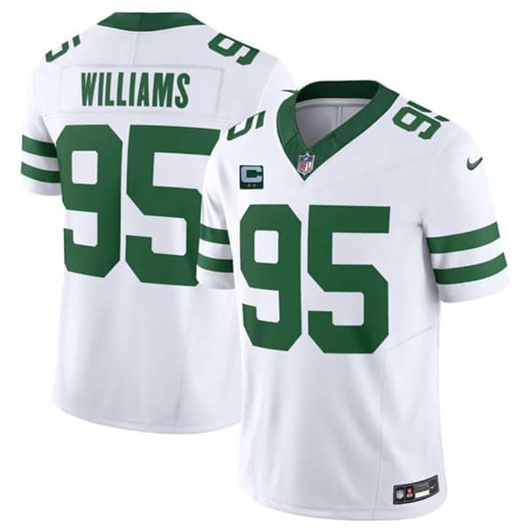 New York Jets #95 Quinnen Williams White 2024 F.U.S.E. With 2-Star C Patch Vapor Limited Throwback Stitched Jersey