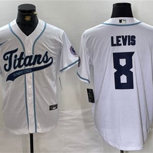 Tennessee Titans #8 Will Levis White With Patch Cool Base Stitched Jersey