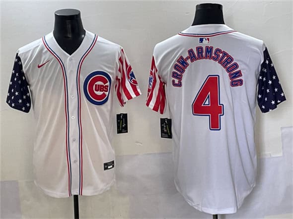 Chicago Cubs #4 Pete Crow-Armstrong White 2025 Independence Day Vapor Premier Limited Stitched Jersey