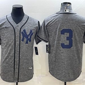New York Yankees #3 Babe Ruth Gray Cool Base Stitched Jersey