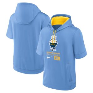 Milwaukee Brewers Light Blue City Connect Short Sleeve Pullover Hoodie