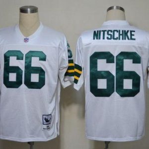 Mitchell Ness Packers #66 Ray Nitschke White Stitched Throwback Jersey