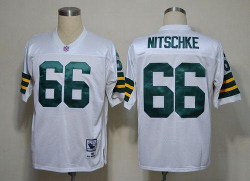 Mitchell Ness Packers #66 Ray Nitschke White Stitched Throwback Jersey