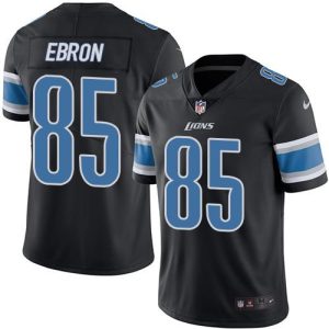 Lions #85 Eric Ebron Black Stitched Limited Rush Nike Jersey
