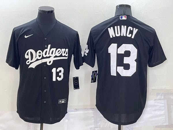 Los Angeles Dodgers #13 Max Muncy Black Cool Base Stitched Baseball Jersey