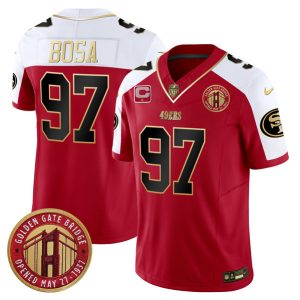 San Francisco 49ers #97 Nick Bosa Red F.U.S.E. Golden Gate Bridge With 1-Star C Patch Alternate Vapor Limited Stitched Jersey