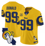 Los Angeles Rams #99 Aaron Donald Gold 2025 4-Star C Patch F.U.S.E. V2 Limited Stitched Jersey