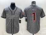 Cincinnati Bengals #1 Ja'Marr Chase Gray With Patch Cool Base Stitched Jersey