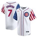 Chicago Cubs #7 Dansby Swanson White 2024 Independence Day Vapor Limited Stitched Jersey