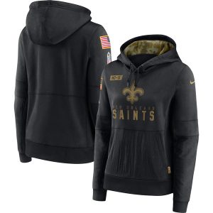New Orleans Saints 2020 Black Salute To Service Sideline Performance Pullover NFL Hoodie (Run Small)