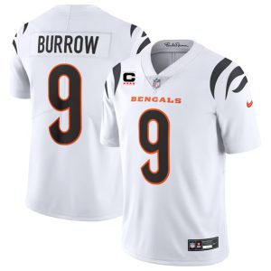 Cincinnati Bengals #9 Joe Burrow White With 4-Star C Patch Vapor Untouchable Limited Stitched Jersey