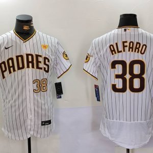 San Diego Padres #38 Jorge Alfaro White With PS Patch Flex Base Stitched Jersey
