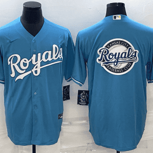 Kansas City Royals Light Blue Team Big Logo Cool Base Stitched Jersey
