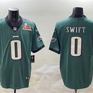 Philadelphia Eagles #0 D'Andre Swift Green 2025 Super Bowl LIX Patch Vapor Untouchable Limited Stitched Jersey