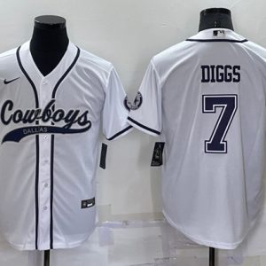 Dallas Cowboys #7 Trevon Diggs White Cool Base Stitched Baseball Jersey