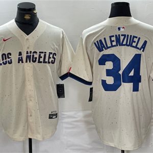 Los Angeles Dodgers #34 Toro Valenzuela Cream Stitched Jersey