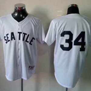 Mariners #34 Felix Hernandez White 1909 Turn Back The Clock Stitched Jersey