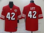 San Francisco 49ers #42 Ronnie Lott 2021 Scarlet 75th Anniversary Alternate Vapor Untouchable Limited Stitched Jersey