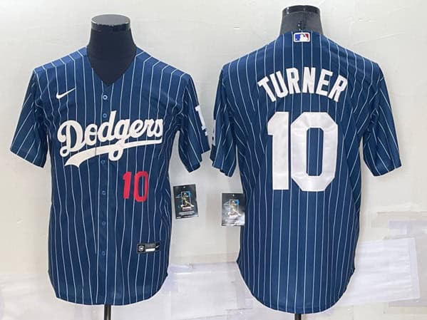 Los Angeles Dodgers #10 Justin Turner Navy Cool Base Stitched Baseball Jersey