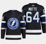 Tampa Bay Lightning #64 Tyler Motte Black Alternate Premier Breakaway Stitched Jersey