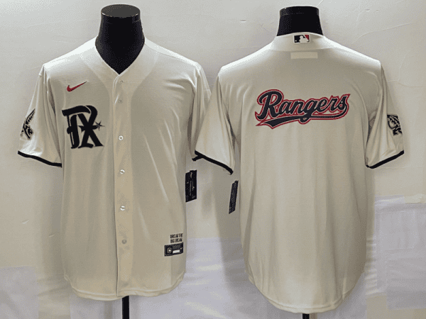 Texas Rangers Cream Team Big Logo 2023 City Connect Cool Base Stitched Jersey