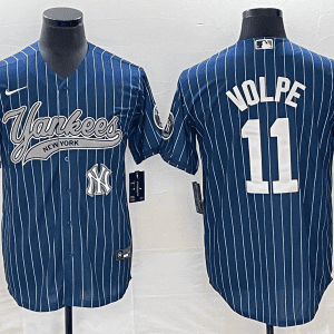 New York Yankees #11 Anthony Volpe Navy With Patch Cool Base Stitched Jersey