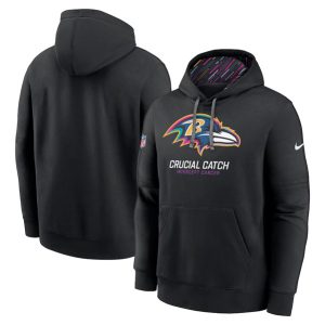 Baltimore Ravens Black 2024 Crucial Catch Club Pullover Hoodie