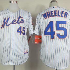 Mets #45 Zack Wheeler White(Blue Strip) Home Cool Base Stitched Jersey