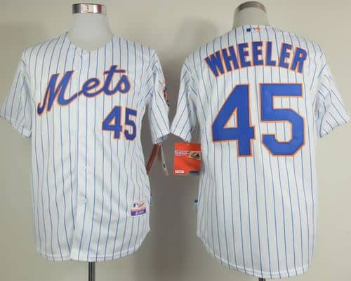 Mets #45 Zack Wheeler White(Blue Strip) Home Cool Base Stitched Jersey
