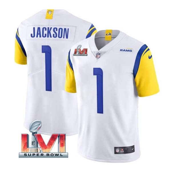 Los Angeles Rams #1 Desean Jackson White 2022 Super Bowl LVI Vapor Limited Stitched Jersey