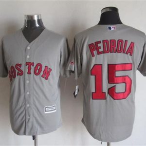 Red Sox #15 Dustin Pedroia Grey New Cool Base Stitched Jersey