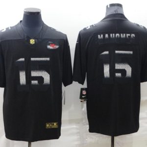 Kansas City Chiefs #15 Patrick Mahomes Black Shadow Stitched Jersey