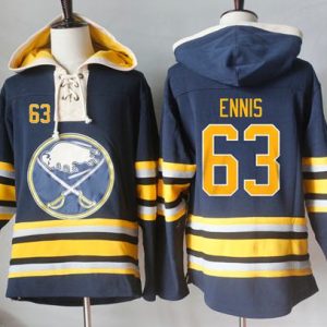 Sabres #63 Tyler Ennis Navy Blue Sawyer Hooded Sweatshirt Stitched Jersey