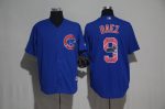 Chicago Cubs #9 Javier Baez Blue Team Logo Print Cool Base Stitched Jersey