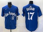 Los Angeles Dodgers #17 Shohei Ohtani Blue 2025 LA Gothic Style With Fernando Patch Vapor Premier Limited Stitched Jersey