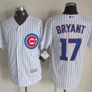 Cubs #17 Kris Bryant White Strip New Cool Base Stitched Jersey