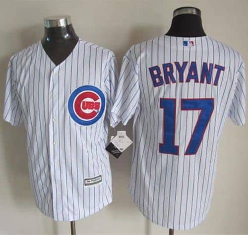 Cubs #17 Kris Bryant White Strip New Cool Base Stitched Jersey