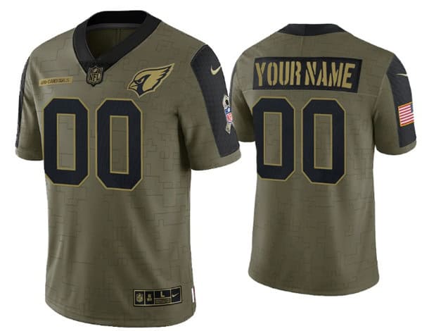 Arizona Cardinals Customized 2021 Olive Salute To Service Limited Stitched Jersey